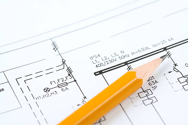 electric fundamental scheme with yellow pencil
